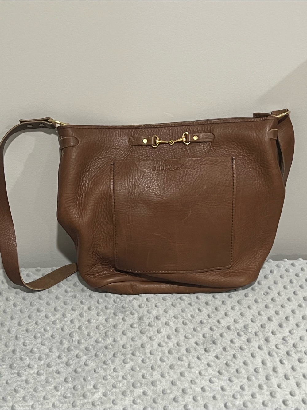 Southern Urban, Brown Leather Shoulder Bag with Gold Hardware